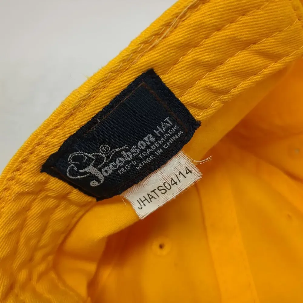 Jacobson Hat Baseball Cap Yellow One Size NAVY Embroidered Sandwich Brim Strap